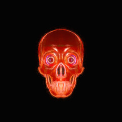 red skull looking at you isolated on the black background digital illustration