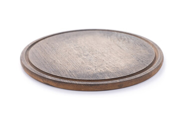 Pizza cutting board for homemade bread cooking isolated at white background. Empty pizza board