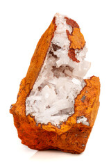 Fototapeta premium Macro mineral stone crystals Hemimorphite rock on a white background