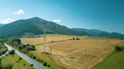 Telecommunication tower of 4G and 5G cellular in the nature