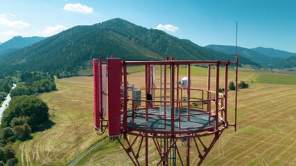 Telecommunication tower of 4G and 5G cellular detail