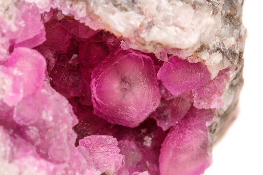 Macro Mineral Stone Cobalt Calcite Rock On White Background