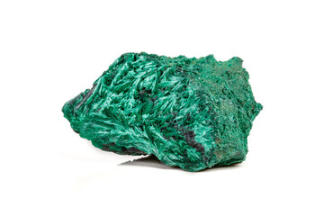 Macro mineral stone plisoviy, plush, satin malachite on a white background - obrazy, fototapety, plakaty