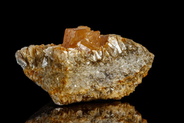 Macro Mineral Stone Sheelit on a black background