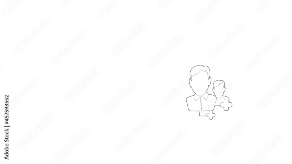Poster add users icon animation best outline object on white background