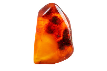 Macro Amber mineral stone on white background