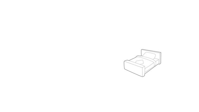 Double bed icon animation best outline object on white background