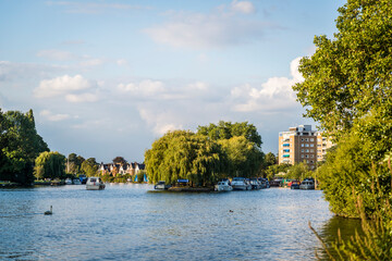 View of the Thames river, Kingston-upon-Thames, Surrey, England, UK