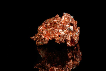 Fototapeta premium Macro mineral stone Copper on black background
