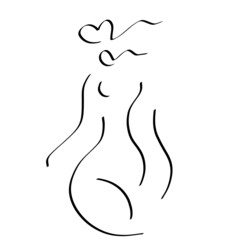 silhouette of a woman line art illustration design logo
