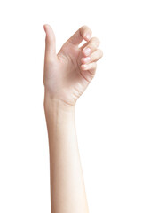 Obraz premium Empty open woman hand on white background