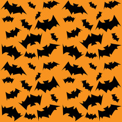 Seamless pattern bats on the orange background.