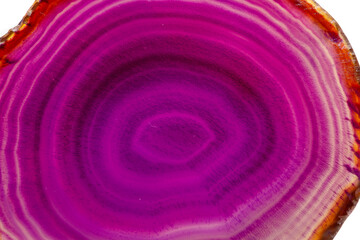 Macro mineral stone Purple Agate breed a white background
