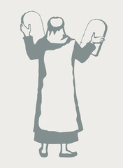 Moses with the tablets. Vector drawing