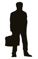 Businessman with a suitcase. Vector drawing