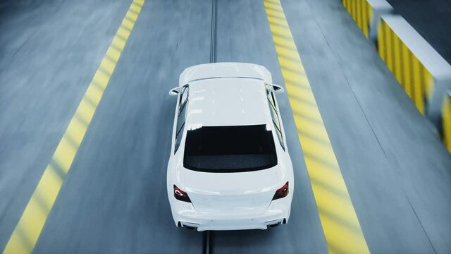 Generic 3d car crash test. Car destruction. Realistic 4k animation.