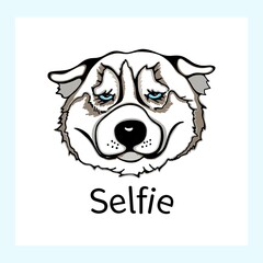 Hand drawn sketch style portrait of Husky isolated on white background. Vector illustration.