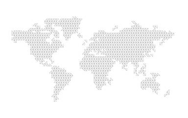 World map mosaic of small traingles. Vector illustration.