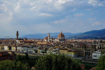 Fototapeta na wymiar Santa Maria del Fiore and Florence view from the distance, Tuscany, Italy