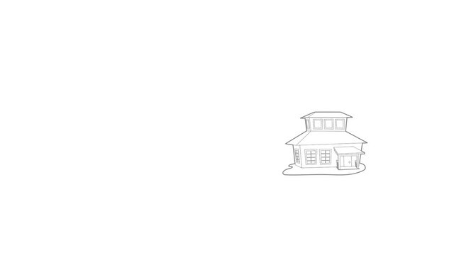 Big house icon animation best outline object on white background