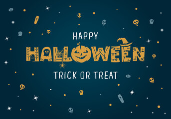 Happy Halloween Text Banner, Vector