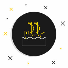 Line Sailboat or sailing ship icon isolated on white background. Sail boat marine cruise travel. Colorful outline concept. Vector