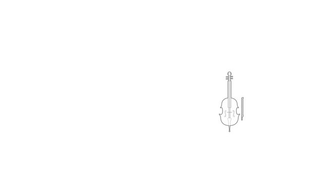 Violin icon animation best outline object on white background
