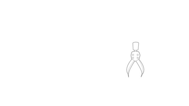 Compass tool icon animation best outline object on white background
