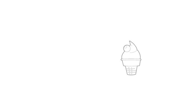 Ice cream icon animation best outline object on white background