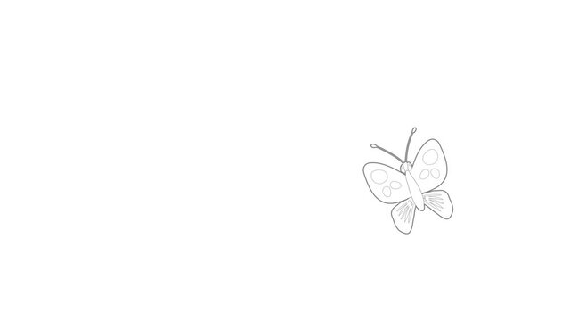 Butterfly icon animation best outline object on white background