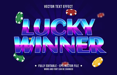 Editable text effect gradient color casino poker game style font effect template
