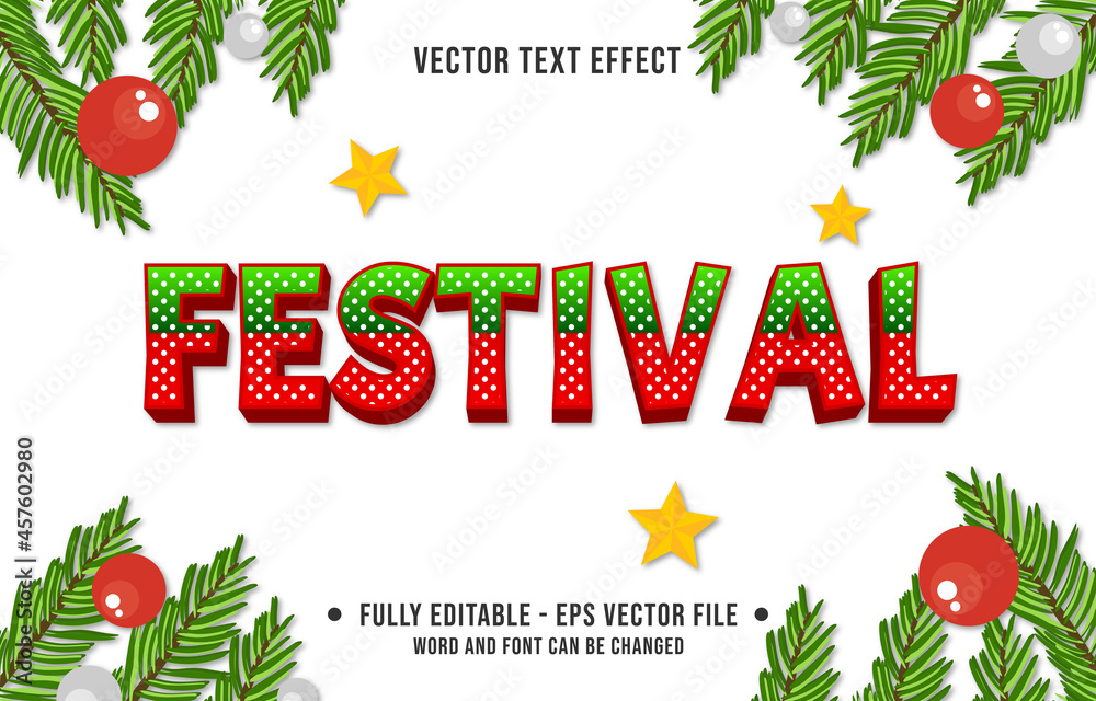 Wall mural editable text effect gradient color christmas holiday style font effect template