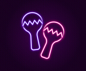 Glowing neon line Maracas icon isolated on black background. Music maracas instrument mexico. Colorful outline concept. Vector