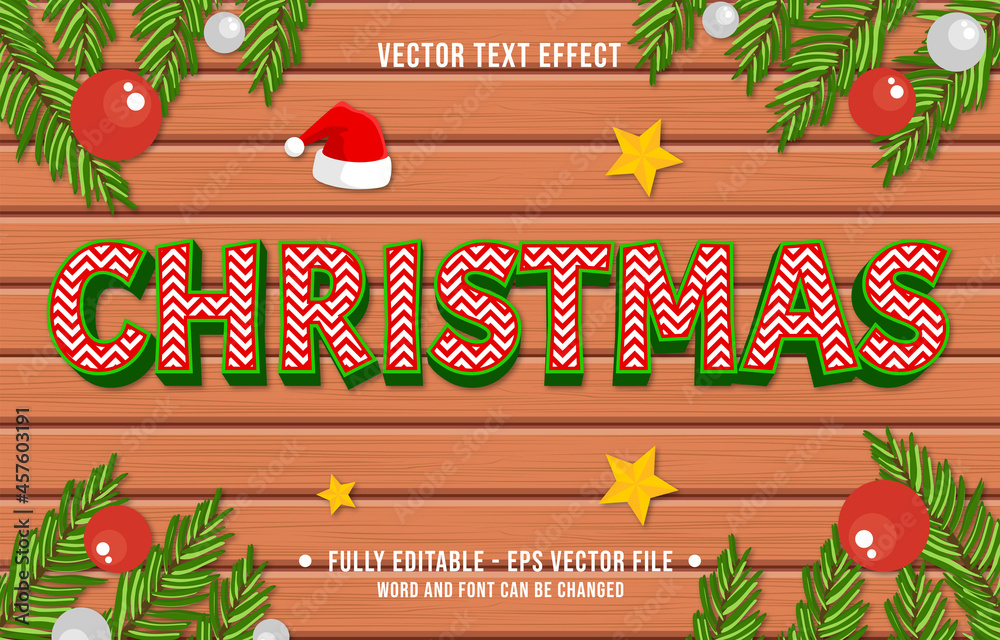 Wall mural editable text effect gradient color christmas holiday style font effect template