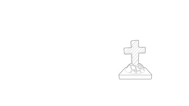 Grave icon animation best outline object on white background