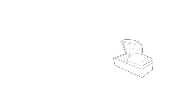 Opened coffin icon animation best outline object on white background