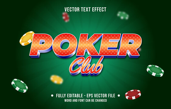 Editable text effect gradient color casino poker game style font effect template