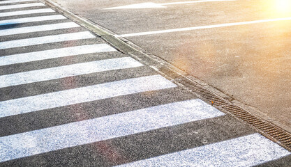 Crosswalk on the road for safety. Crosswalk on the street, logistic import export and transport industry