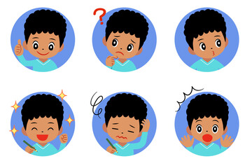 黒人の男の子のアイコンセット