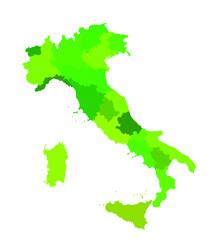 Editable vector map of Italy vector illustration isolated on white background. Autonomous communities of Italy. Detailed Italian regions administrative divisions, separated provinces. outline map.