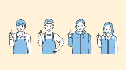 漁師　漁業　教える　説明　話す　アドバイス　男女　イラスト素材