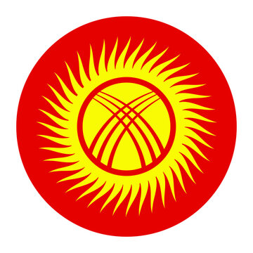 Circle Kyrgyzstan vector flag illustration. National symbol of Kyrgyzstan, country from Asia. Kyrgyzstan badge for state presentation.