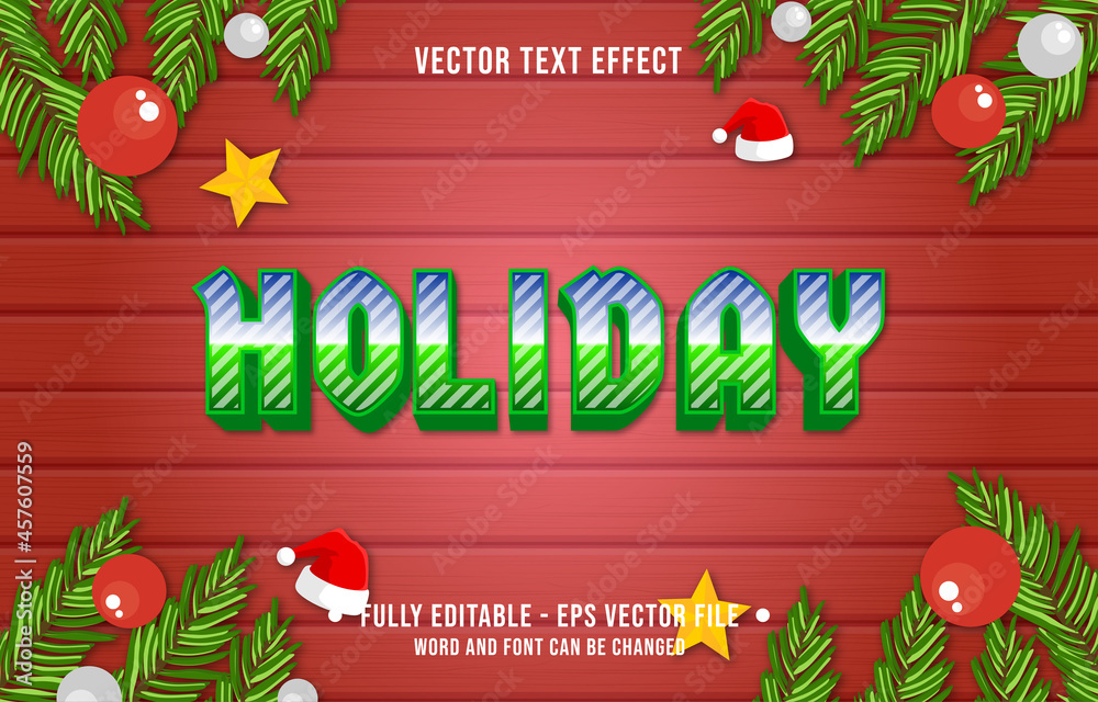 Wall mural editable text effect gradient color christmas holiday style font effect template