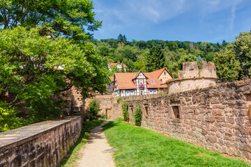 Fototapeta na wymiar Alte Stadtmauer in der historischen Altstadt von Büdingen im Wetteraukreis, Deutschland 