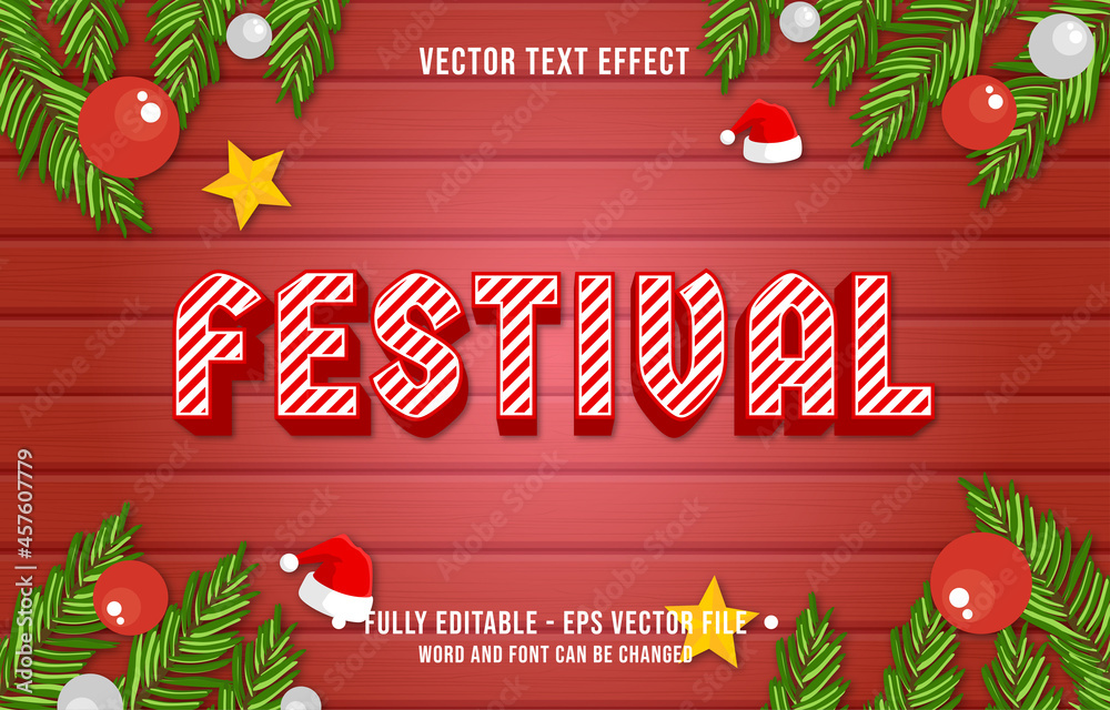 Wall mural editable text effect gradient color christmas holiday style font effect template