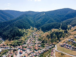 Aerial view of village of Trigrad, Bulgaria
