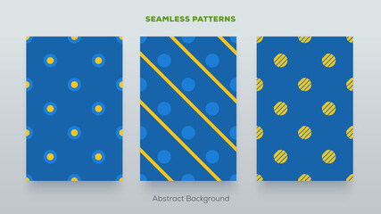 Set of geometric abstract seamless patterns. Collection of modern backgrounds. Vector illustration design elements.