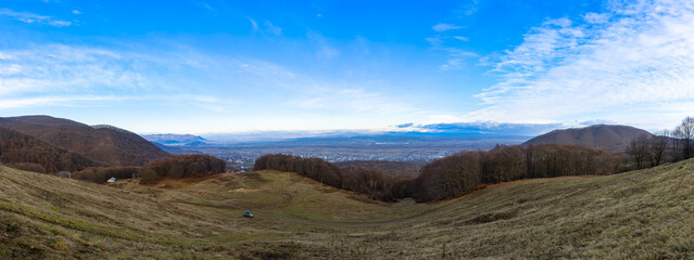 Fototapeta na wymiar Panoramic view of Khust valley, Carpathian mountains, Ukraine