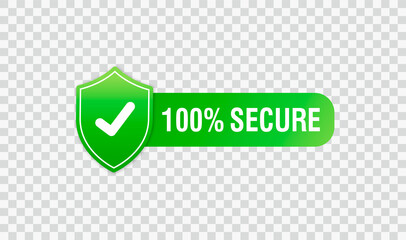 100 Secure grunge vector icon. Badge or button for commerce website. Sign on transparent background