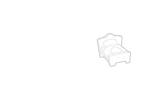 Bed icon animation best outline object on white background